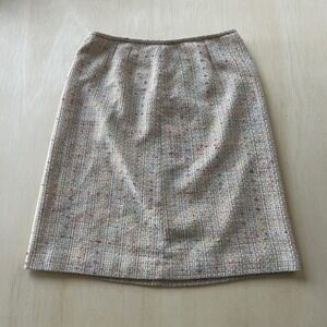 Vintage 90s Le Suit Skirt Womens 16 Beige Tweed Pencil Knee Length Lined